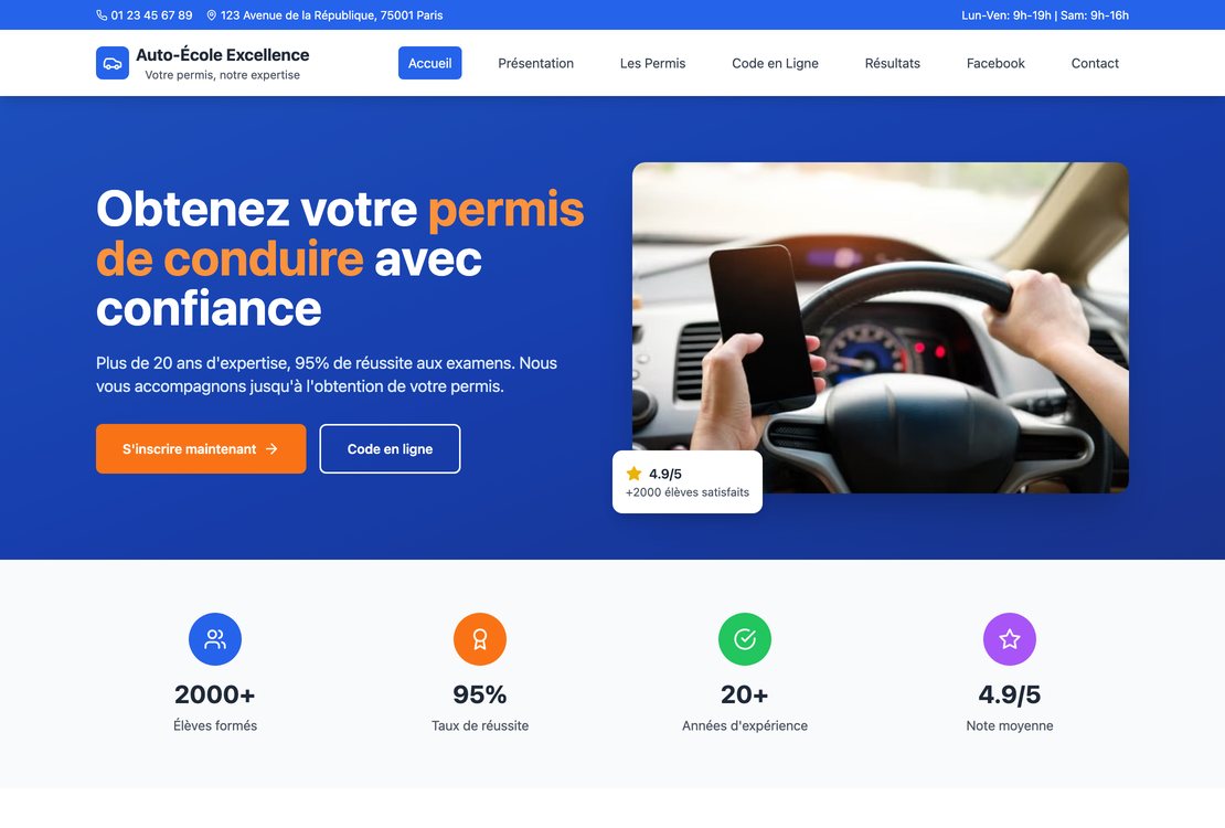 Auto-École Excellence — site réalisé par Weconnect